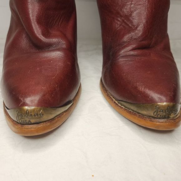 Vintage burgundy leather western pirate heel boots - Picture 10 of 13